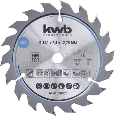 Cirkelzaagblad voor Hout en Spaanplaten - 140 mm, Nauwkeurige Snede met 18 Tanden