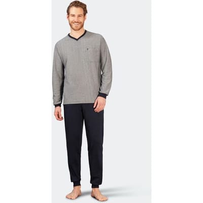 Verticaal gestreepte heren pyjama Hajo - Blauw - Maat - 54