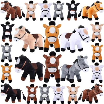 12-120 Stuks 4-inch Paard Knuffeldier Paard Speelgoed Paard Pluche Adopteer een Paard Feest Bedankje Staand Knuffelpaard Mini Pluche Verjaardag 12 PCS