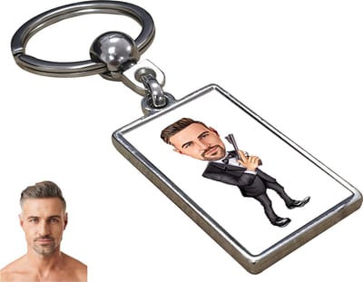 James Bond Karikatuur - Gepersonaliseerde Karikatuur Sleutelhanger met Jouw Foto - Cadeau - Verjaardag - Kerst - Kado - Valentijn - Vaderdag - Vaderdag cadeautje - Vaderdag cadeau voor papa - Gepersonaliseerd Cadeau