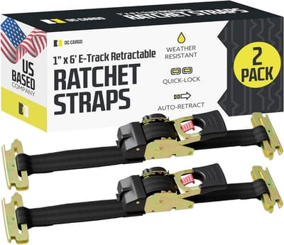 Intrekbare Ratelspanbanden voor E-Track Systeem - 2 Stuks - 2,5 cm x 1.8m - Voor Veilige Bevestiging Caravan en Lading