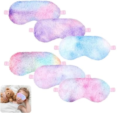 Dailygoods- Slaapmasker Kinderen - 6 Stuks Pluche - 23 x 13 cm - Kleurrijke Oogmaskers - Verduisteringsslaapmasker - Comfortabel Blinddoek