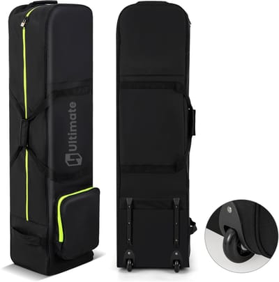 COSTWAY Golfreistas met wielen, opvouwbare golftas voor luchtvaartmaatschappijen met sleutel en opbergtas, golftas, golfclubtas voor reizen en vluchten, 31,5 x 25,5 x 128 cm