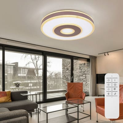 Plafondlamp wit woonkamerlamp modern plafondlamp dimbaar, LED nachtlamp afstandsbediening CCT, metaal acryl, LED 55W 1900lm 3000-6000K, DxH 44x9 cm