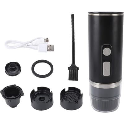 Cafetière portable 15 bars, capsules ABS, extraction de café moulu, machine à café électrique avec port USB L gray