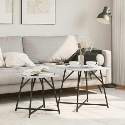 vidaXL - Bijzettafelset - 2 - st - Grijs - Sonoma - en - Zwart - 50 - x - 50 - x - 50 - cm