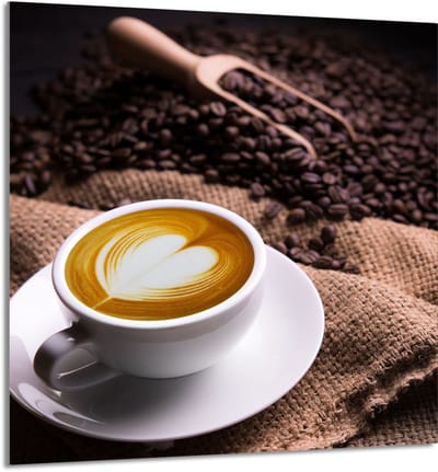 TMK ArtDeko - Glazen Keukenpaneel - 60x65 cm - Koffie