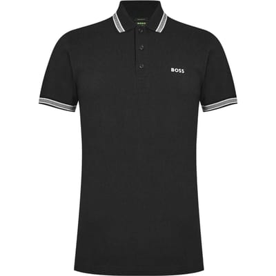 Boss Herenpoloshirt ‘Paddy’ met contrasterende boorden (Zwart, Wit)