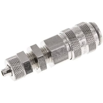 Vernikkeld Messing DN 5 Luchtkoppeling Snelkoppeling 4x6 mm Push-On Schotkoppeling Double Shut-Off - CLS5-NB-BN-SV-4