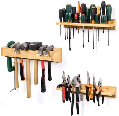 Gereedschapshouders - Opbergplank rek - Gereedschap organiseren - Hout met grote capaciteit - 3 stukken - Niet gespecificeerd