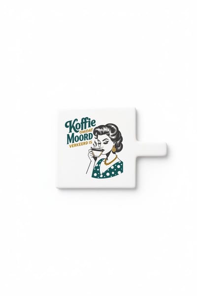Grappige “Koffie Omdat Moord Verboden Is” Keramische Tegel – Retro Dame Koffie Quote Tegel – Humor Keuken Wanddecoratie Cadeau