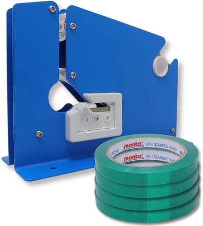 Zaksluiter met Metalen Frame - Inclusief 4 Rollen Groen - Sluit Zakken tot 12 mm