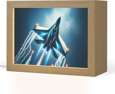 Nachtlampje 20x15 cm - Kinder lampje - Straaljager - Blauw - Jongens - Tafellamp kinderkamer - Slaapkamer lamp - Bedlamp kinderen - Kinderlampje stopcontact - Wandlamp babykamer - Nachtlampjes