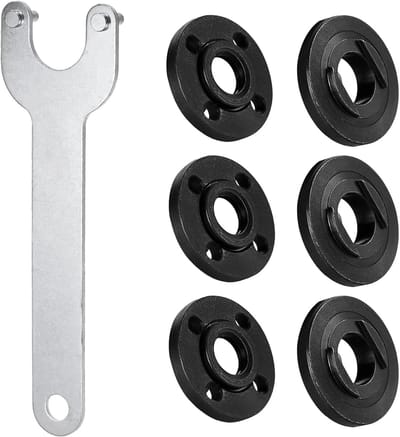 7 stuks 125 mm haakse slijpersleutel, flexibele vergrendelbare flenssleutel geschikt voor slijper, inclusief 6 metalen flensmoeren, accessoires geschikt voor haakse slijper