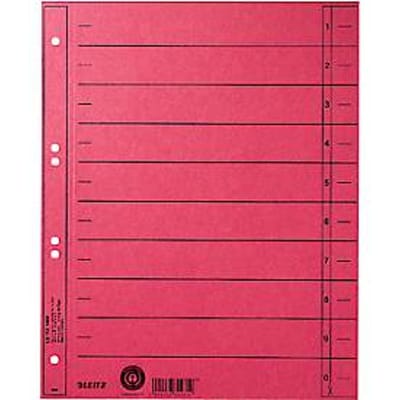 Leitz Staffeltabblad Karton - Beschrijfbare Tabs, 2/4-rings - Voor Ordners en Ringbanden - Rood