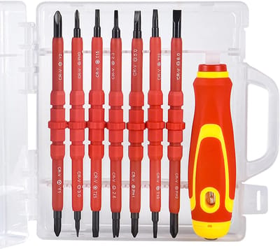 Schroevendraaier Set - Multitool Gereedschap - Elektrische Klussen - 15 Wisselbare Bits - Geïsoleerd - Zwart