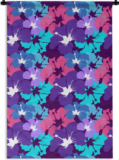 Wandkleed - Wanddoek - Tropisch - Bloemen - Hawaii - Patroon - 120x180 cm - Wandtapijt