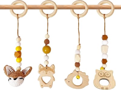 Baby Speelboog met 4 Stukken, Trapeze voor Baby's, Houten Gym, Activiteitenboog voor Jongens en Meisjes, Speelgoed voor Baby's vanaf 0 Maanden