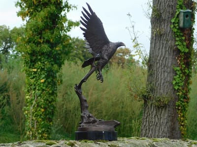 Bronzen Adelaar op Marmeren voet - 51 cm - Sculptuur