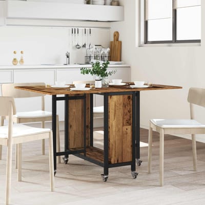 vidaXL - Vouwbare - eettafel - met - wieltjes - 130 - x - 80 - x - 76,5 - cm - staal - PB