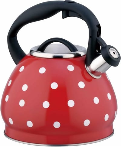 Vintage theeketel - Waterkoker fluit - Water koken - Roestvrij staal - 3 liter capaciteit - Rood