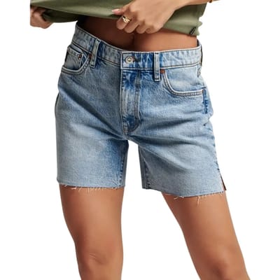 Superdry Vintage Mid Rise Cut Off Short Dames Broek - Lichtblauw - Maat 30