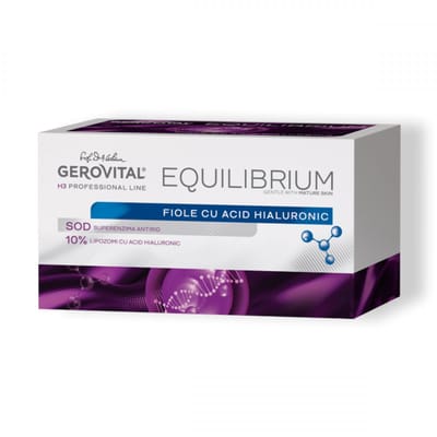 Gerovital Equilibrium Hyaluronzuur Ampullen 10% Hyaluronzuur Liposomen - professioneel product - intensief hydraterend en gladmakend serum tegen rimpels -20 ampullen x 2 ml