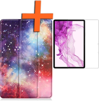Hoesje - Geschikt voor Samsung Galaxy Tab S8 - Met Screenprotector - Trifold Bookcase - Hard Cover - Hardcover Book Case - Tablet Hoes - Galaxy