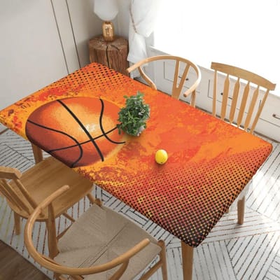 Tafelkleed - Tafelhoes Tafeldecoratie - Tafel Beschermen - Elastische Randen - 76 x 152 cm - Basketbal