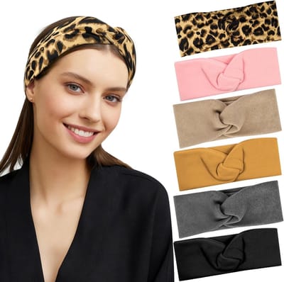 Zes Stuks Elastische Haarbanden voor Dames - Non-Slip Sport Turban voor Make-up, Yoga en Hardlopen