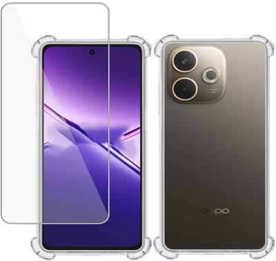 TechNow Hoesje + Screenprotector geschikt voor OPPO A5 Pro – Hoesje Screenprotector - Tempered Glass - Extreme Shock Case Transparant