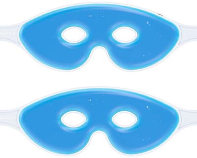 EXCITAT Verkoelend oogmasker - Ooggelmaskerset - Verkoelend en verwarmend gelmasker - Koelluchtkussen - Gecomprimeerd koelluchtkussen - Verkoelend en verwarmend oogmasker - 2-pack - Blauw