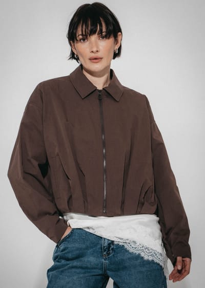 Blaze pleated bomber jacket | Dark Brown - Dark Brown / S