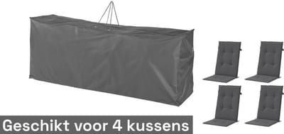 Dutchers® Opbergtas voor Tuinkussens – Waterdicht & UV-bestendig - Tuinkussenhoes - Tuinkussen Hoes - Tuinkussen opberger - Kussentas - Tuinkussentas - Tuinmeubelhoes – Polyester met PVC-Coating – 127x32x52 cm – Voor Max. 4 Kussens