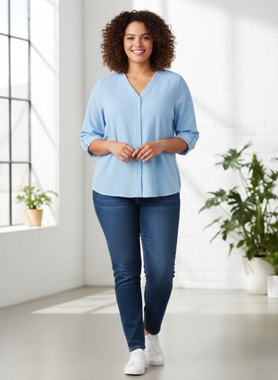 ONLY CARMAKOMA - CARJANA METTE LIFE V-NECK LS SHIRT NOOS - Meisjes - Blouses