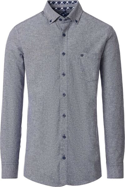 Redmond modern fit overhemd - flanel - blauw - Strijkvriendelijk - Boordmaat: 41 - 42