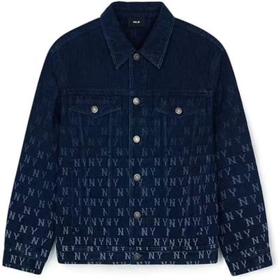MLB New York Yankees Letterprint Design Comfortabele Denim Jas met Lange Mouwen Uniseks Jassen Blauw 3ADKM0644-50INS XS black