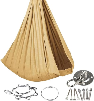 Hangmatstoel Kind - Schommelstoel Zacht - Ontspannen Buiten - Hoge Dichtheid Stof - 280 x 100 cm - Goud