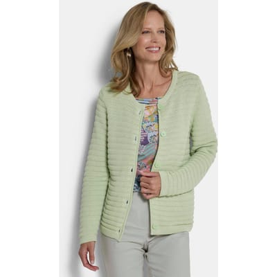 Ajourtricot jasje van puur katoen - salie - Gr. 19 van Goldner Fashion