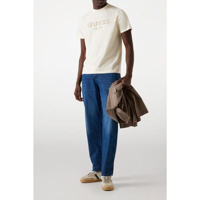 GUESS Ss Cn  Box Logo Pearl White Taglia: XS | Magliette basic Outlet | Uomo | Bianco