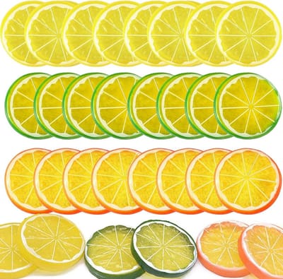 Dailygoods- Nep Citroenschijf - 30 Stuks - Kunstfruit Decoratie - Garnering - Klein Fruitmodel - Voor Thuis/Keuken