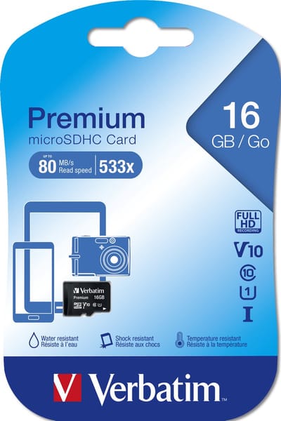 Verbatim microSDHC Geheugenkaart Klasse 10 16 GB