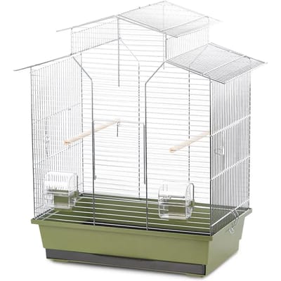 Vogelkooi Duvo+ Iza 2 – Olijfgroen/Chroom Binnenkooi voor Parkieten en Kanaries