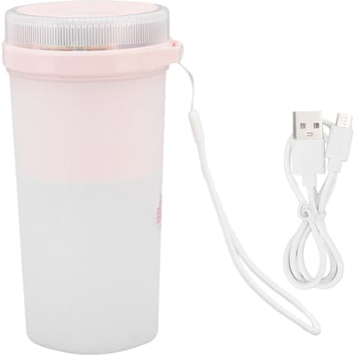 300ml USB Opladen Elektrische Juicer Beker Veiligheidsslot Blender met 6 Mesbladen en Waterdicht Blauw roze