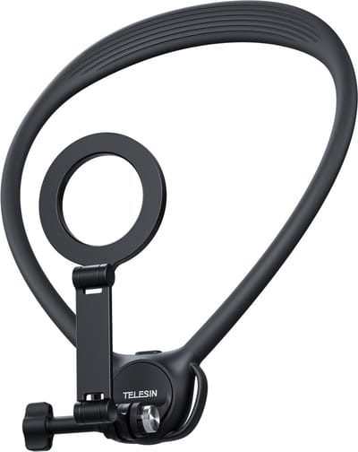 Telesin Neck Mount 360º Combo Nekhouder voor GoPro & Smartphone - Magnetische Snelsluiting - 360° Rotatie - ABS & Siliconen - Grijs