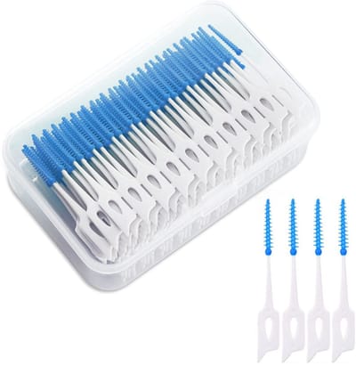 Dailygoods- Tandspleetborstel 200 Stuks - Interdentale Borstels - Siliconen Plectrums - Draagbare Mondtandreiniging - Antislip Handvat - Effectieve Tandverzorging - Flossticks