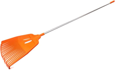 KOTARBAU® Bladhark, Tuinhark van Kunststof, 27 Tanden, Oranje- met Aluminium Steel, Gazonhark, Waaierbezem, Lichtgewicht Hark, Stevige Hark,
