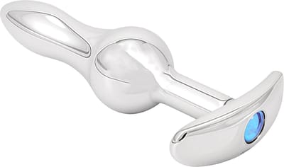 Cupitoys® Metalen buttplug - Zilver - Diamant lichtblauw - Anker - Lang - Sex toys voor vrouwen - Sex toys voor mannen - Buttplugs