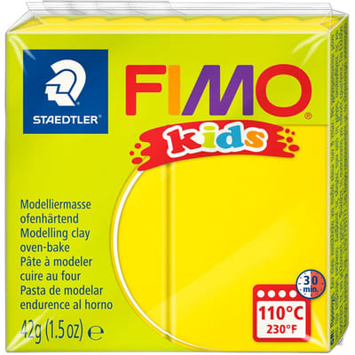 FIMO kids 8030 - ovenhardende boetseerklei - blokje 42 g - geel