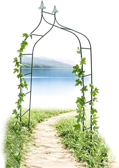 Metalen Rozenboog - Tuinboog Klimplanten - Decoratieve Tuinondersteuning - Verdikte Stalen Buizen - 255 x 140 cm - Donkergroen